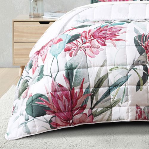 Nikita White Floral Polyester Coverlet Set by Bianca