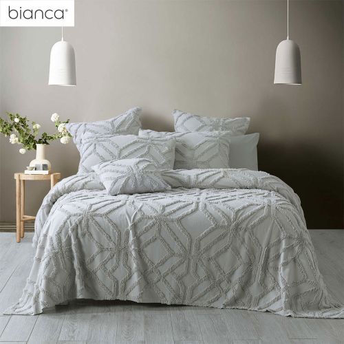 Willow Silver Cotton Chenille Coverlet Set by Bianca