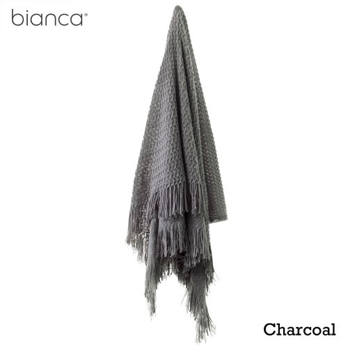 Declan Throw Rug 130 x 170 cm Charcoal by Bianca