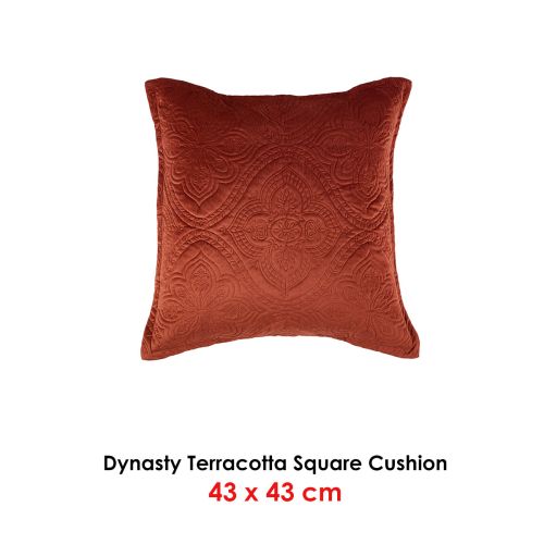 Dynasty Terracotta Coordinate Square Cushion by Bianca