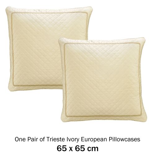 Pair of Trieste Ivory European Pillowcases by Bianca Elegance