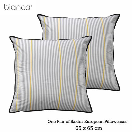 Pair of Baxter Grey European Pillowcases by Bianca