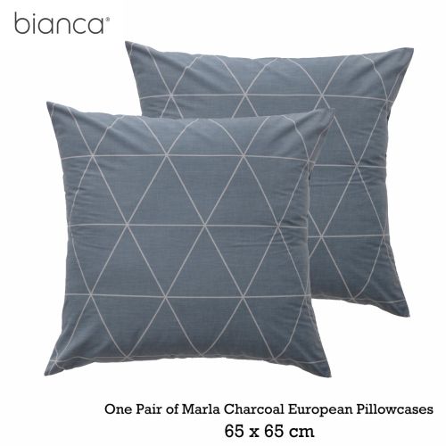 Pair of Marla Charcoal European Pillowcases by Bianca