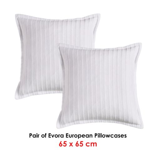 Pair of Evora White European Pillowcases by Bianca