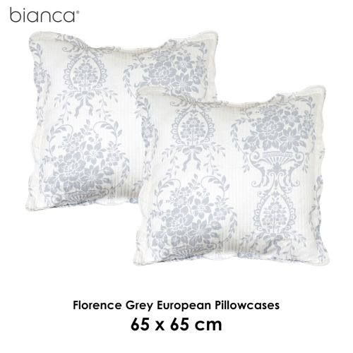 Pair of Florence Grey European Pillowcases by Bianca