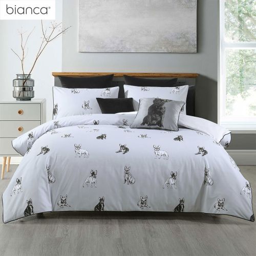 French Bulldog Silver Cotton Quilt Cover Set by Bianca
