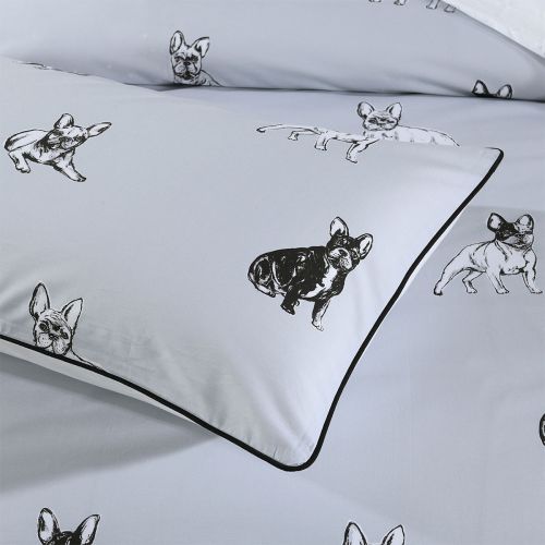 French Bulldog Silver Cotton Quilt Cover Set by Bianca