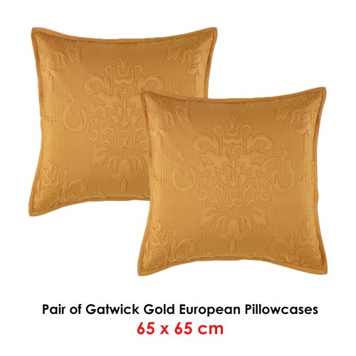 Pair of Gatwick Gold European Pillowcases by Bianca
