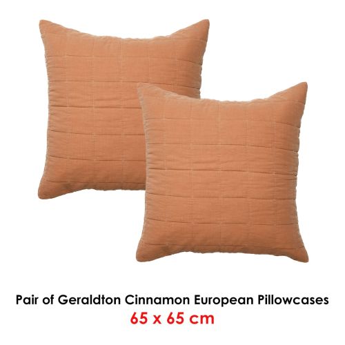 Pair of Geraldton Cinnamon European Pillowcases by Bianca