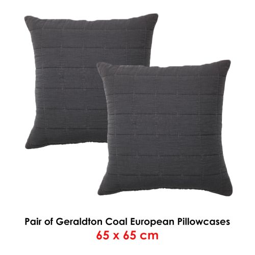 Pair of Geraldton Coal European Pillowcases by Bianca