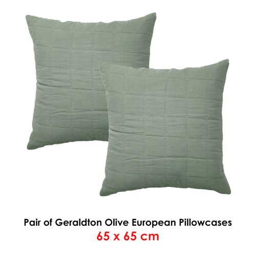 Pair of Geraldton Olive European Pillowcases by Bianca