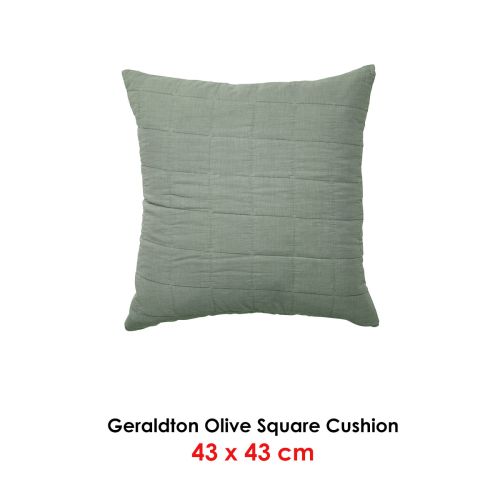 Geraldton Olive Coordinate Square Cushion by Bianca