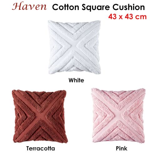 Haven Cotton Chenille Square Cushion 43 x 43 cm by Bianca