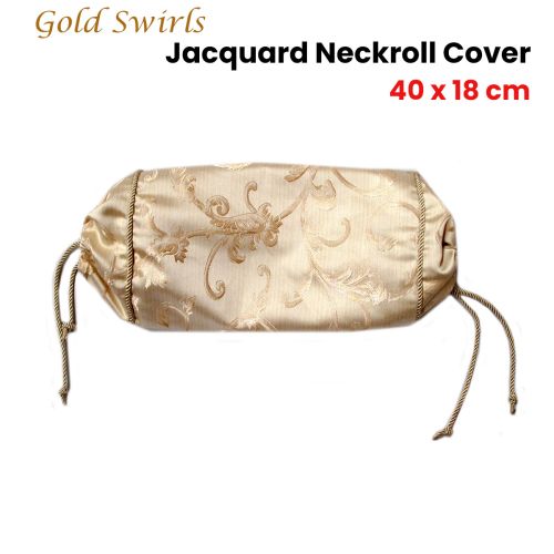 Swirls Gold Jacquard Neckroll Cover 40 x 18 cm by Bianca