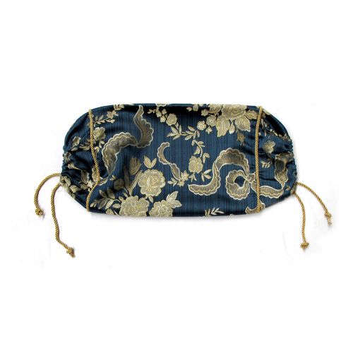 Floral Navy Jacquard Neckroll Cover 40 x 18 cm by Bianca