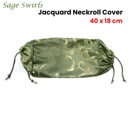 Swirls Sage Jacquard Neckroll Cover 40 x 18 cm by Bianca