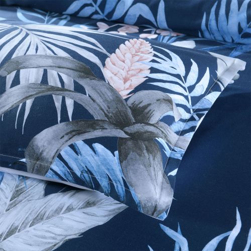 Kailua Indigo Cotton Sateen Quilt Cover Set by Bianca