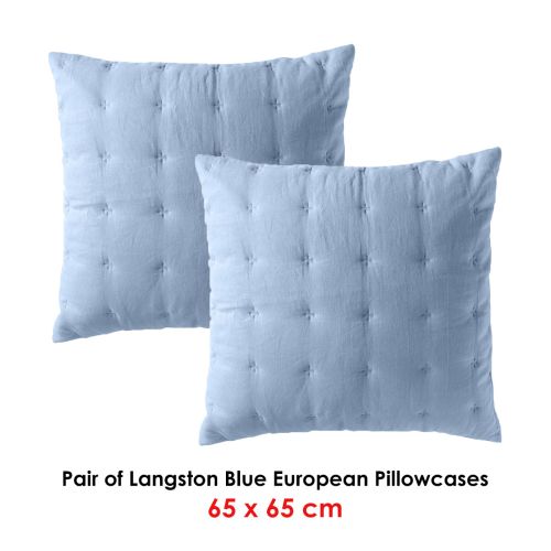Pair of Langston Blue European Pillowcases by Bianca