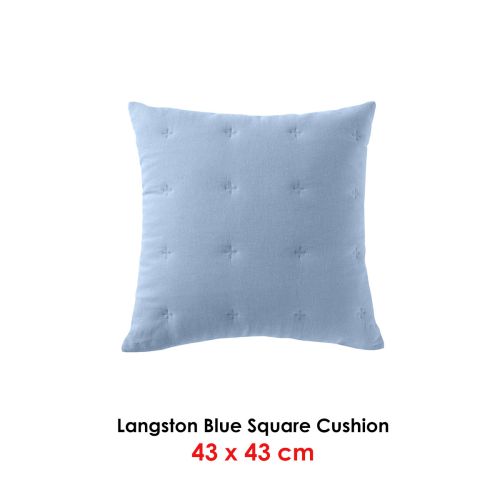 Langston Blue Square Filled Cushion by Bianca