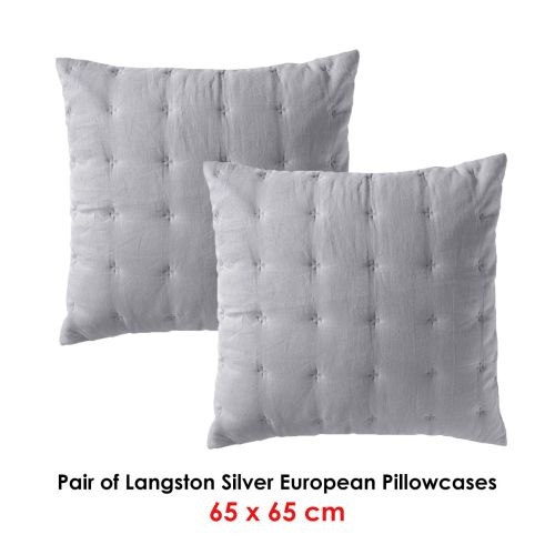 Pair of Langston Silver European Pillowcases by Bianca