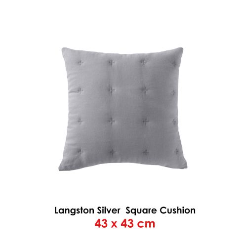 Langston Silver Square Filled Cushion by Bianca