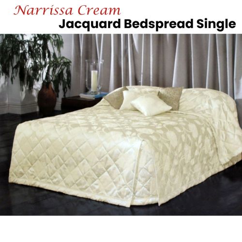 Narrissa Cream Jacquard Bedspread Single by Bianca