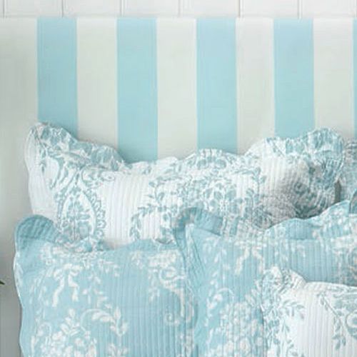 Florence White Blue Euro Pillowcases in Pair by Bianca