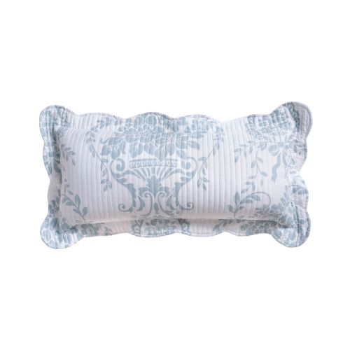 Florence White Blue Rectangular Cushion by Bianca