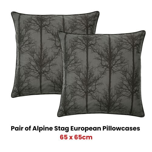 Pair of Alpine Stag Taupe European Pillowcases by Bianca