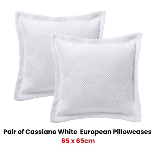 Pair of Cassiano White European Pillowcases by Bianca