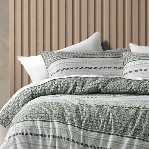 Drake Green Cotton Sateen Quilt Cover Set by Bianca