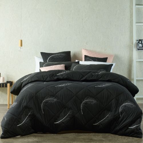 Tabu Charcoal Lightly Quilted Quilt Cover Set by Bianca