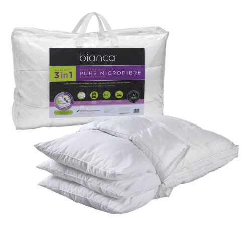 1150g Relax Right Pure Microfiber 3 in 1 Adjustable Standard Pillow 49 x 72cm by Bianca