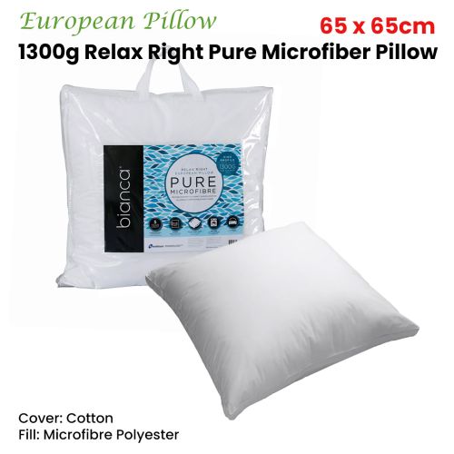 1300g Relax Right Pure Microfiber European Pillow 65 x 65cm by Bianca
