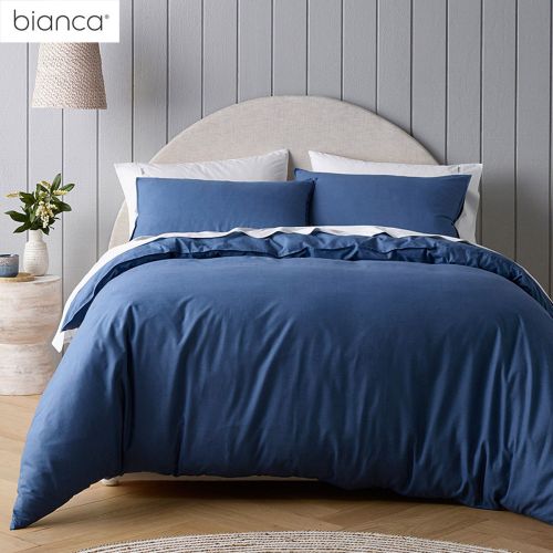 Riviera Blue Organic Cotton Quilt Cover Set by Bianca