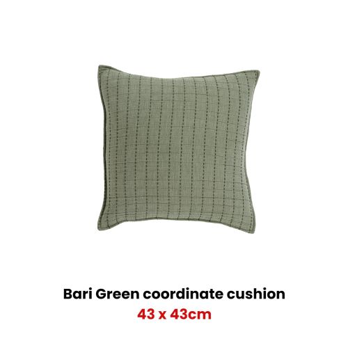 Bari Green Coordinate Square Filled Cushion by Bianca