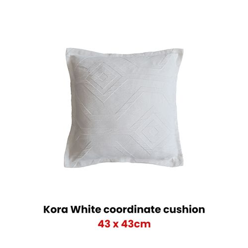 Kora White Jacquard Square Filled Cushion by Bianca