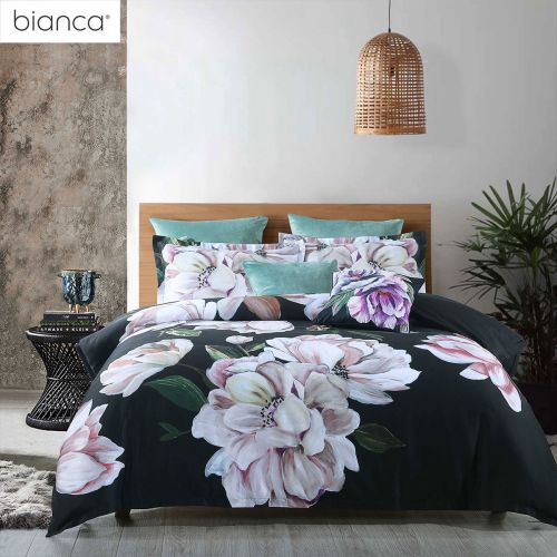 Tazanna Black Cotton Sateen Quilt Cover Set by Bianca