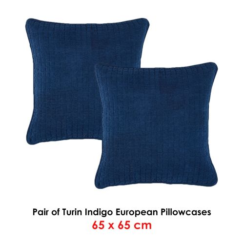 Turin Indigo European Pillowcases by Bianca
