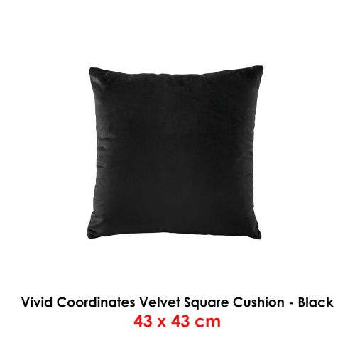 Vivid Coordinates Velvet Square Cushion Black by Bianca