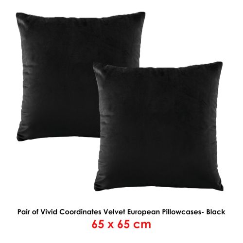 Pair of Vivid Coordinates European Pillowcases Black by Bianca