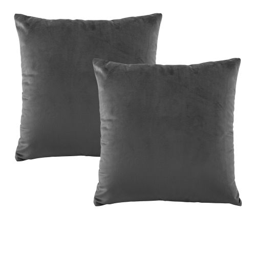 Pair of Vivid Coordinate Velvet Coal European Pillowcases by Bianca