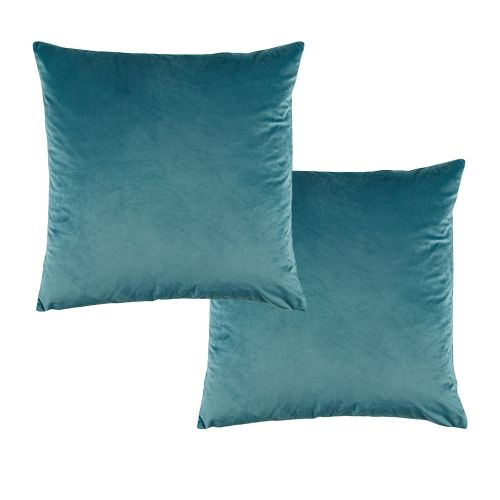 Pair of Vivid Coordinate Velvet Teal European Pillowcases