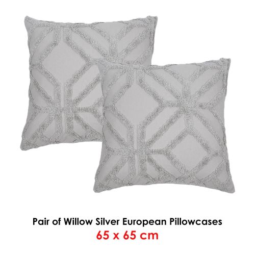Pair of Willow Silver European Pillowcases by Bianca