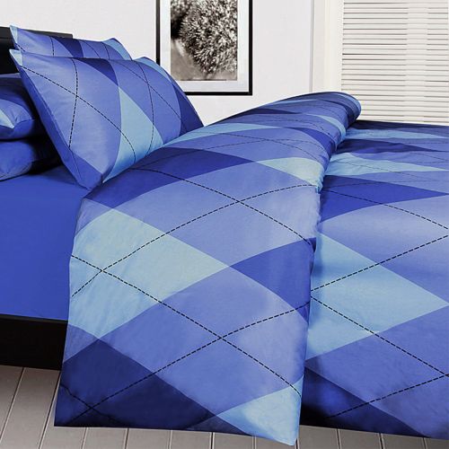 Argyles Blue Quilt Cover Set Double by Big Sleep