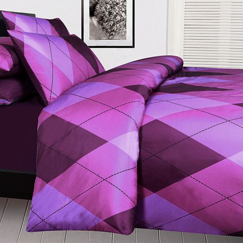 Argyles Pink Quilt Cover Set Double by Big Sleep