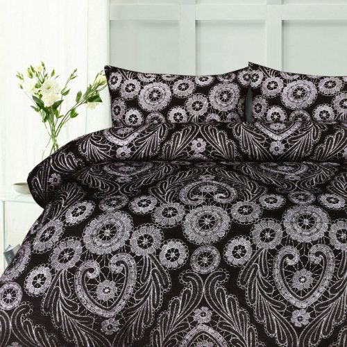 Batik Black Quilt Cover Set Double by Big Sleep