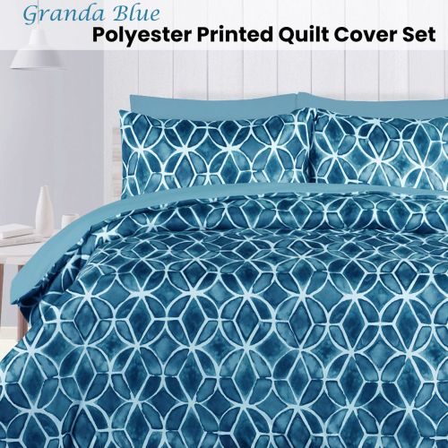 Granda Blue Quilt Cover Set Single by Big Sleep