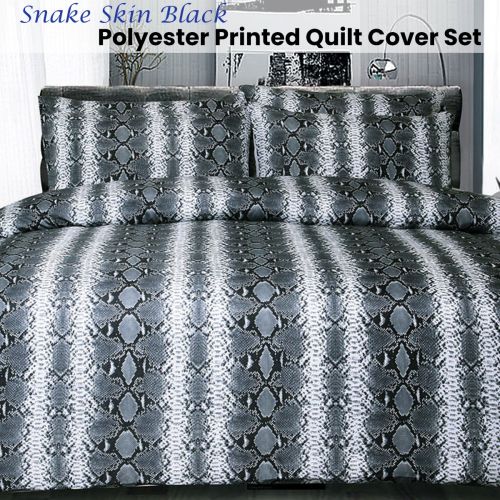 Snake Skin Black Quilt Cover Set by Big Sleep