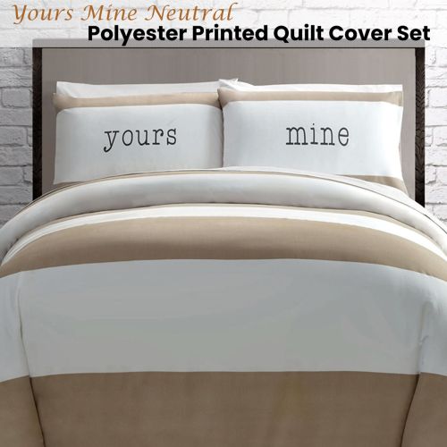 Yours Mine Neutral Quilt Cover Set by Big Sleep
